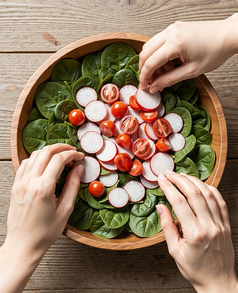 Preparación de ensalada saludable
